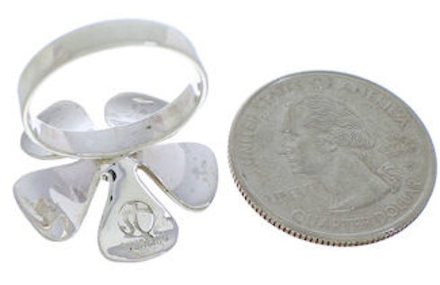 Southwest Turquoise Inlay Silver Flower Ring Size 6-1/4 MX23370